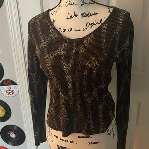 Brown animal print long sleeve top
